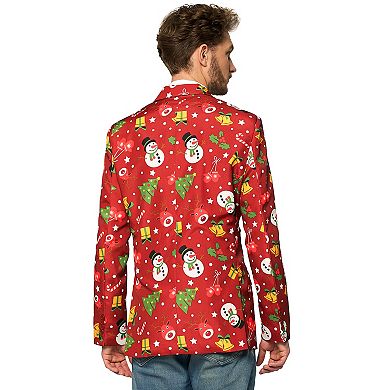 Men's Suitmeister Slim-Fit Christmas Tree Lights Light-Up Red Blazer