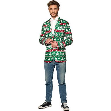 Men's Suitmeister Slim-Fit Nordic Christmas Green Blazer
