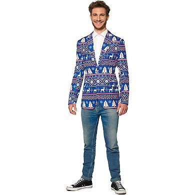 Men's Suitmeister Slim-Fit Nordic Christmas Blue Blazer