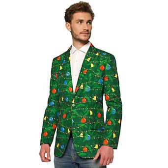 Men's Suitmeister Slim-Fit Christmas Tree Lights Light-Up Green Blazer