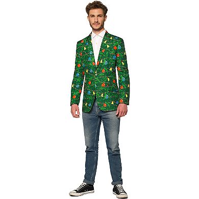 Men's Suitmeister Slim-Fit Christmas Tree Lights Light-Up Green Blazer