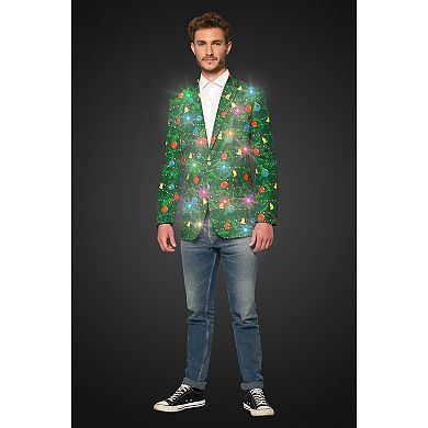 Men's Suitmeister Slim-Fit Christmas Tree Lights Light-Up Green Blazer