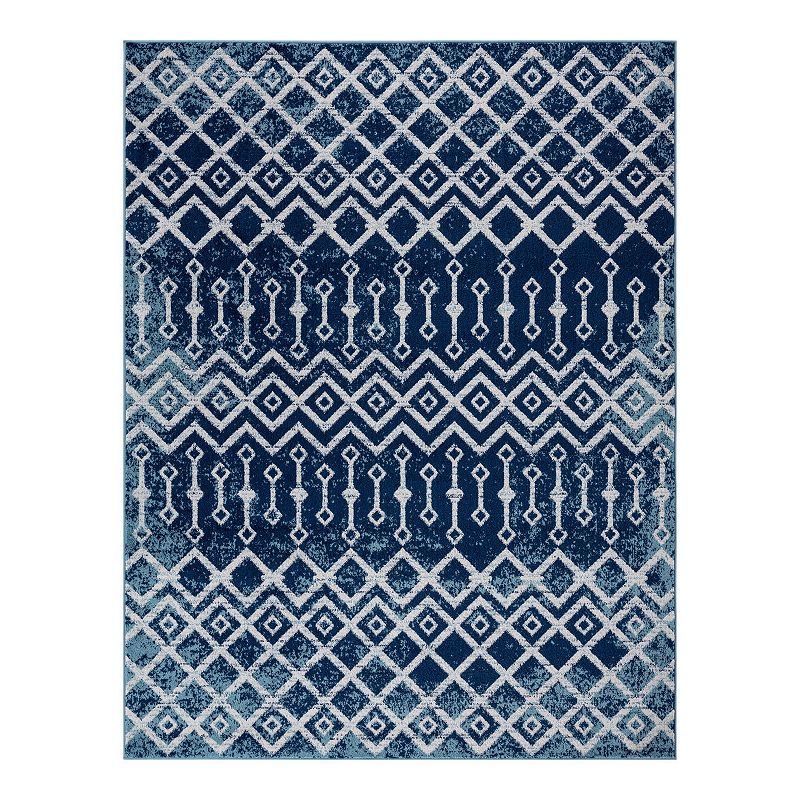KHL Rugs Alexa Contemporary Geometric Area Rug, Blue, 5X7 Ft