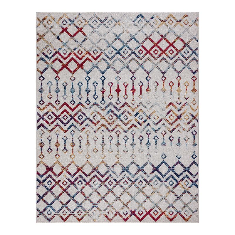 KHL Rugs Alexa Contemporary Geometric Area Rug, White, 5X7 Ft