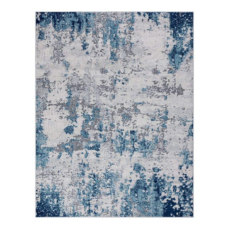KHL Rugs Spokane Contemporary Abstract Area Rug, Blue, 8Ft Rnd