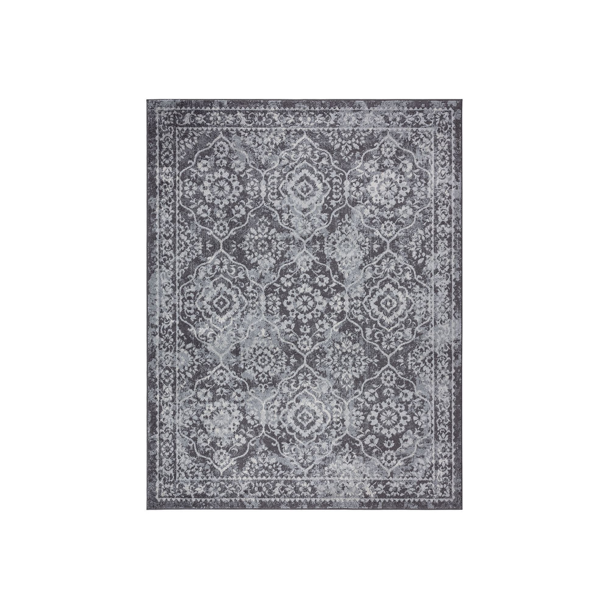KHL Rugs Tiera Transitional Damask Area Rug, Gray
