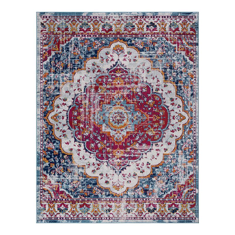 KHL Rugs Britney Traditional Medallion Area Rug, Blue, 2X3 Ft