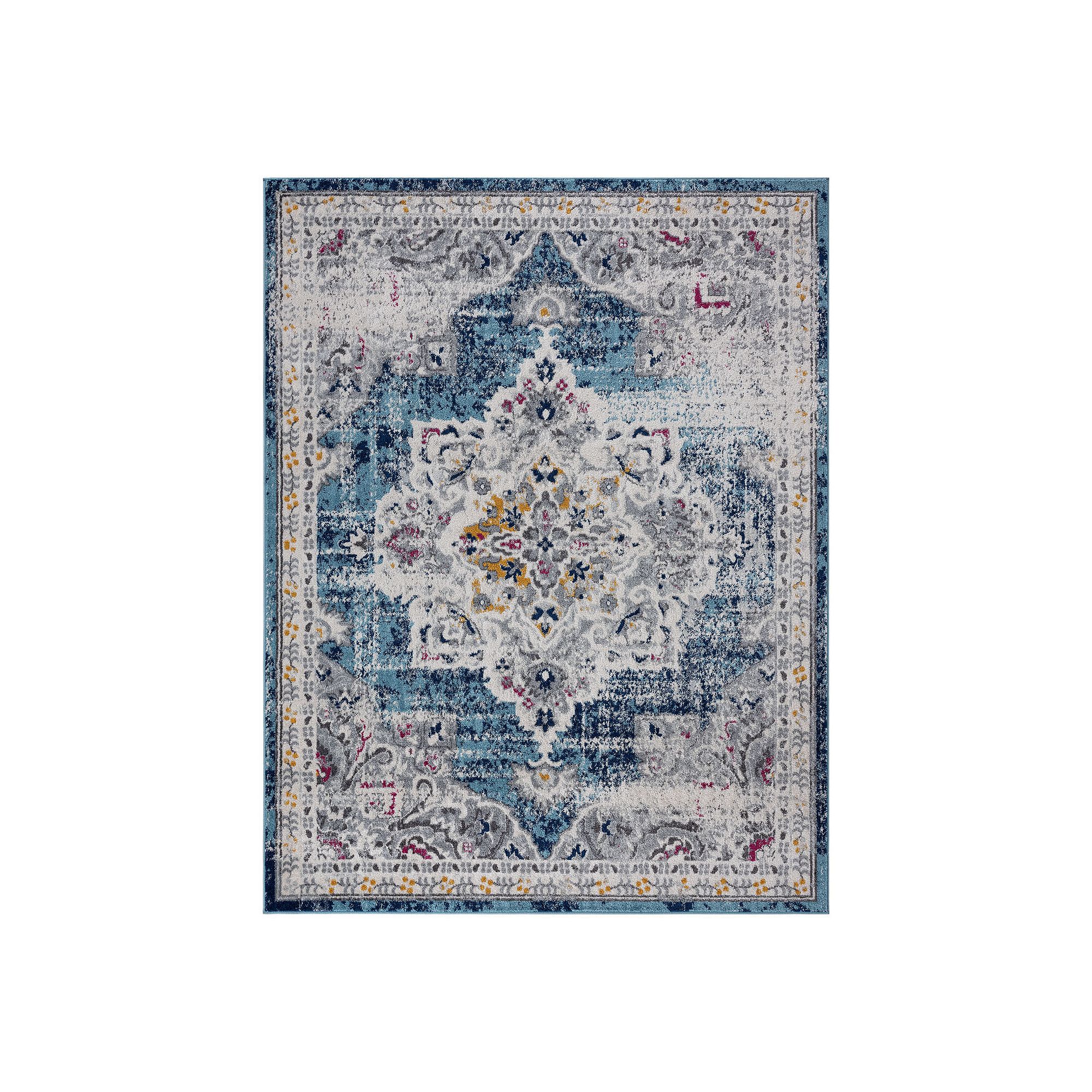 KHL Rugs Kaitlyn Traditional Medallion Area Rug, Blue