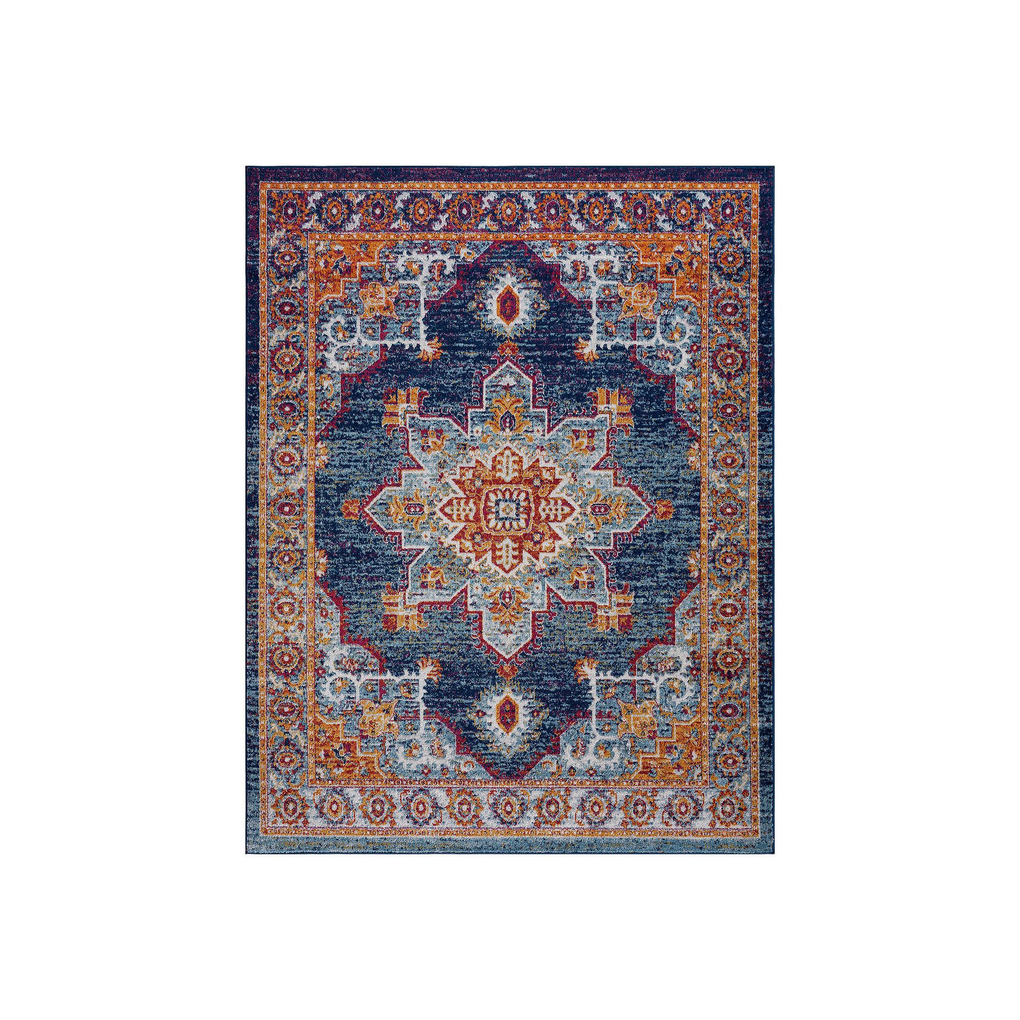 KHL Rugs Mila Traditional Medallion Area Rug, Blue