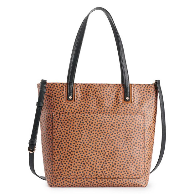 LC Lauren Conrad Tote Bag Womens Medium Brown Faux Leather Presley  Convertible