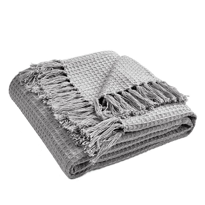 Lush Decor Waffle Cotton Knit Throw, Grey