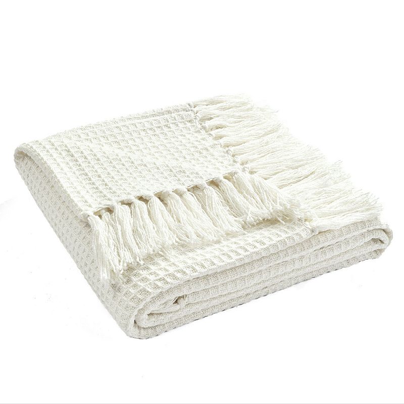 Lush Decor Waffle Cotton Knit Throw, White