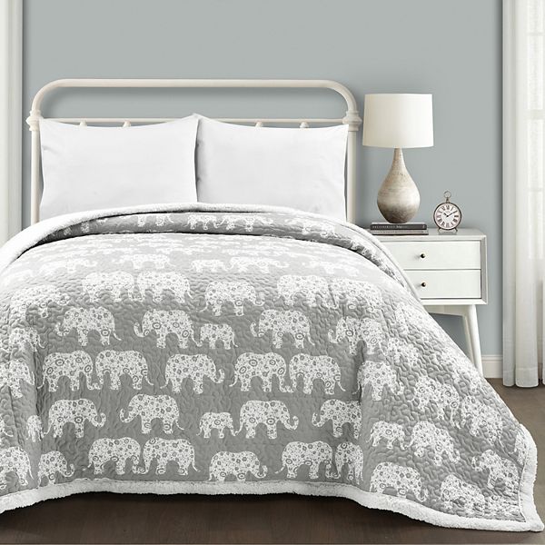 Lush Decor Elephant Parade Sherpa Blanket Coverlet