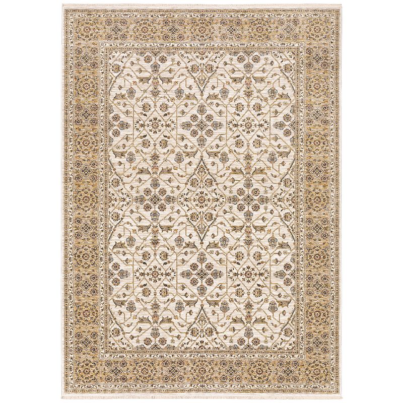 StyleHaven Mascotte Traditional Border Fringed Area Rug, White, 8X11 Ft