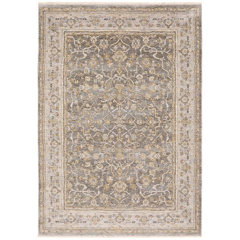 StyleHaven Mascotte Floral Traditional Fringed Area Rug, Grey, 7X9.5 Ft