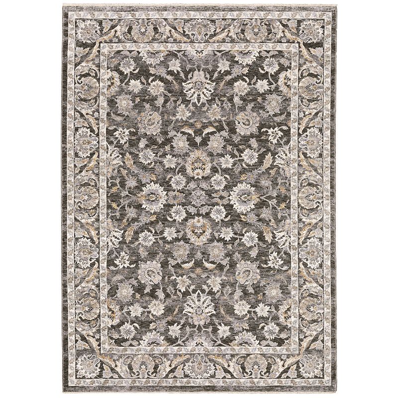 StyleHaven Mascotte Faded Vintage Fringed Area Rug, Grey, 3X5 Ft