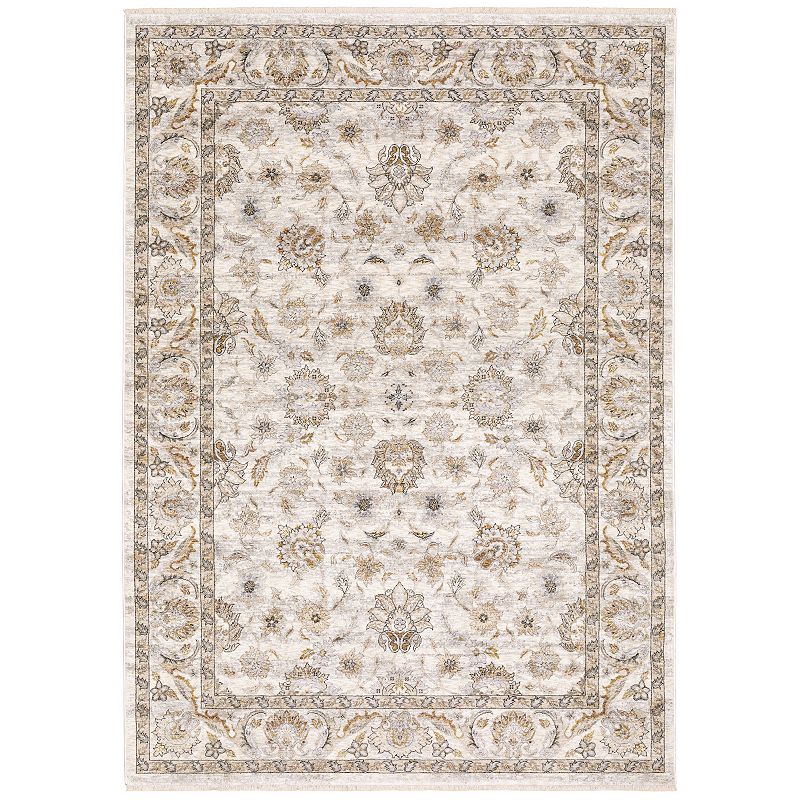 StyleHaven Mascotte Faded Vintage Fringed Area Rug, White, 7X9.5 Ft