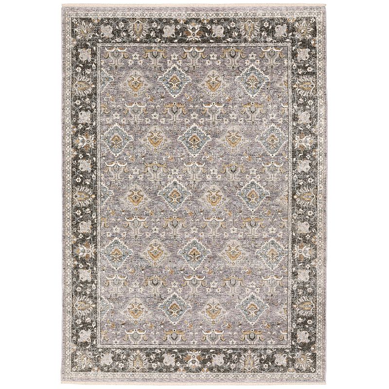 StyleHaven Mascotte Traditional Panel Fringed Area Rug, Grey, 8X11 Ft