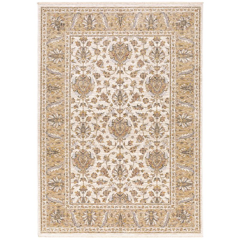 StyleHaven Mascotte Persian Inspired Fringed Area Rug, Yellow, 8X11 Ft