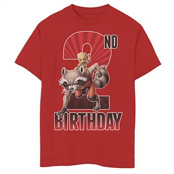 Boys 8-20 Marvel Rocket and Baby Groot 2nd Birthday Graphic Tee