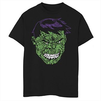 Boys 8-20 Marvel Hulk Angry Face Build Up Fill Graphic Tee