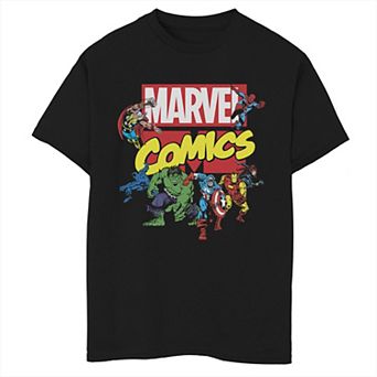 Boys 8-20 Marvel D23 Exclusive Avengers Retro Comic Group Shot Logo Graphic Tee