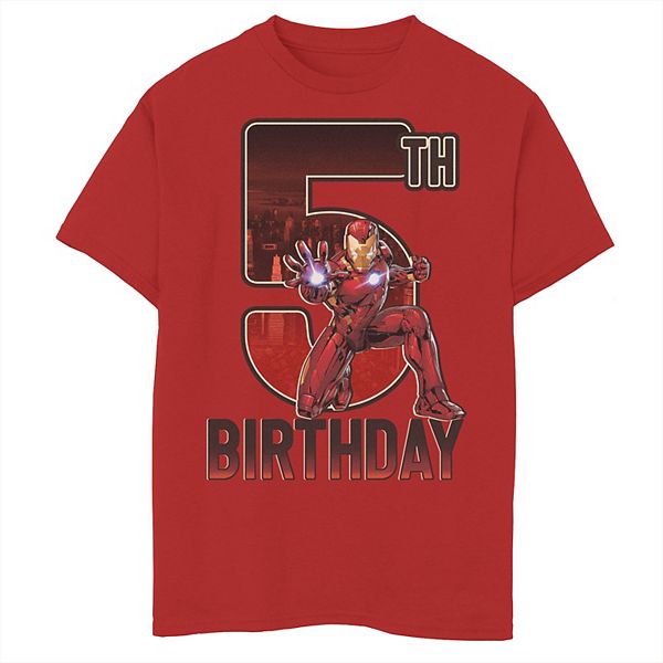 Boys 8-20 Marvel Iron Man 5th Birthday Action Pose Graphic Tee