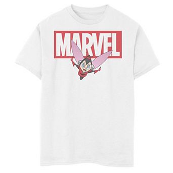 Boys 8-20 Marvel Wasp Chibi Action Pose Logo Outline Graphic Tee