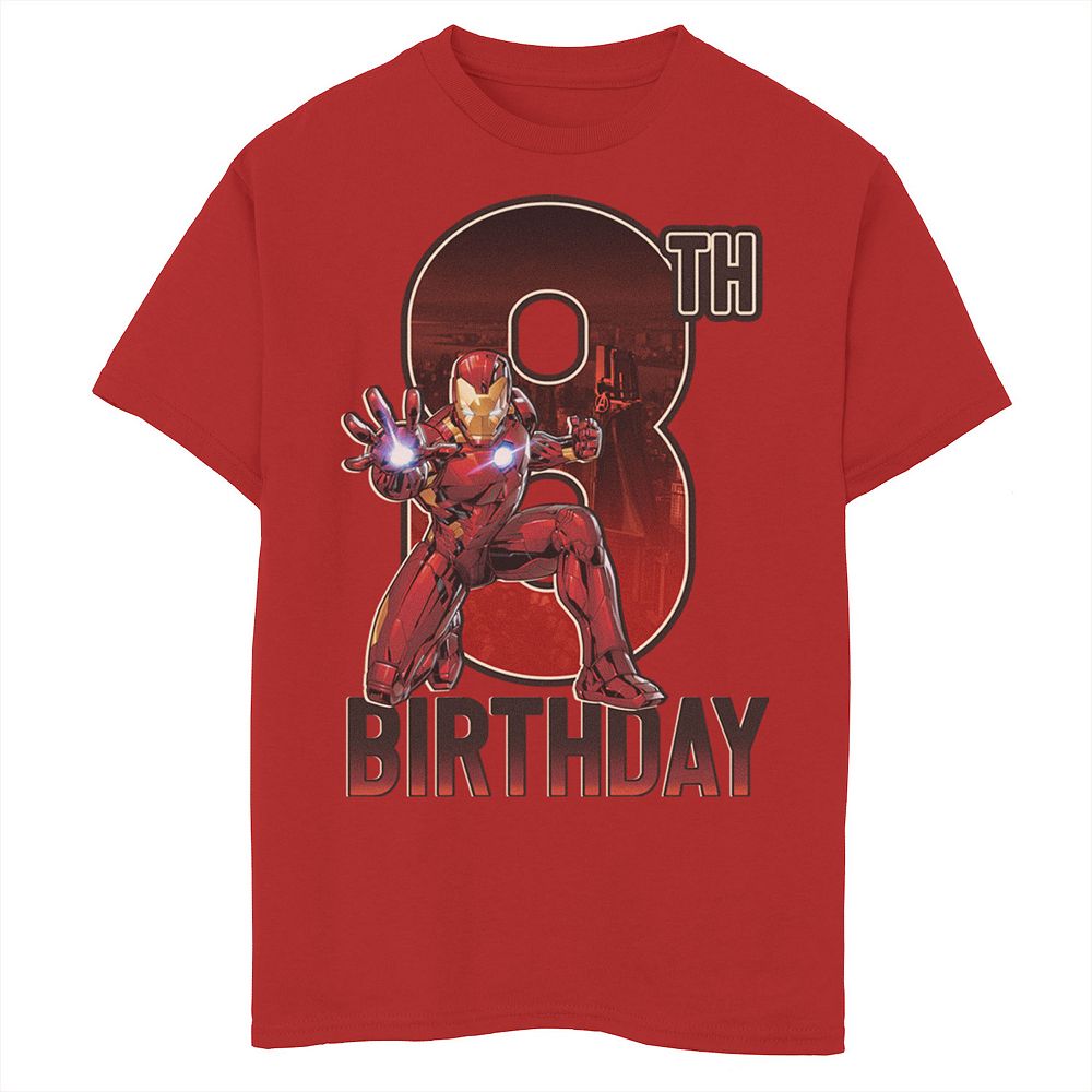 Boys 8-20 Marvel Iron Man 8th Birthday Action Pose Graphic Tee