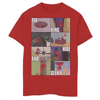 Boys 8-20 Marvel Spider-Man The King Of Hide And Seek Portrait Panels Graphic Tee