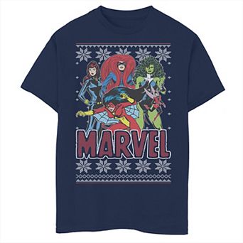 Boys 8-20 Marvel Heroines Christmas Snowflake Holiday Graphic Tee