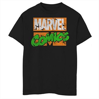 Boys 6-20 Marvel Comics Haunted Retro Logo Bats & Spiders Graphic Tee