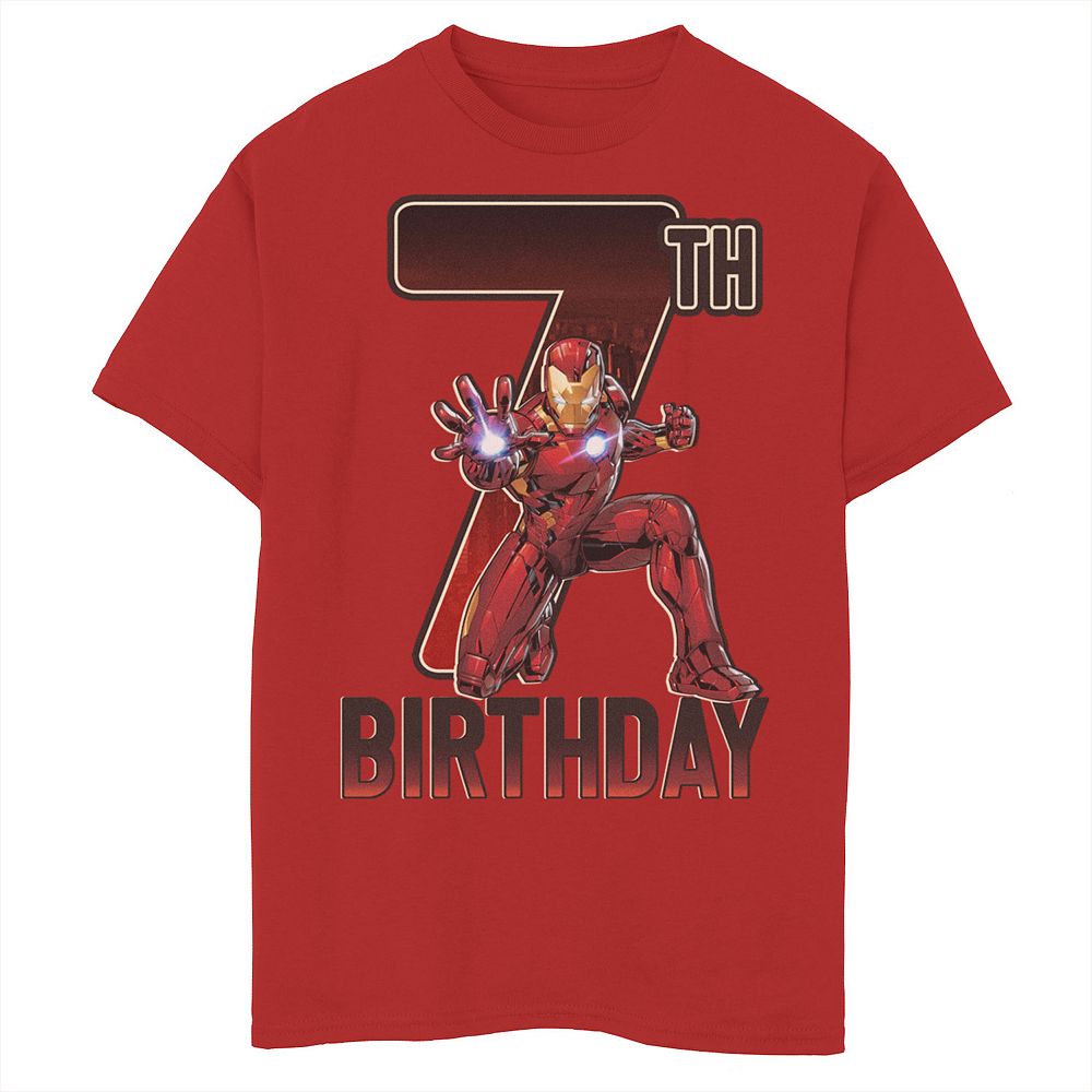 Boys 6-20 Marvel Iron Man 7th Birthday Action Pose Graphic Tee
