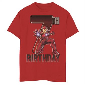 Boys 8-20 Marvel Iron Man 7th Birthday Action Pose Graphic Tee