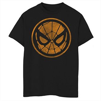 Boys 8-20 Marvel Spider-Man Face Web Logo Orange Tonal Graphic Tee