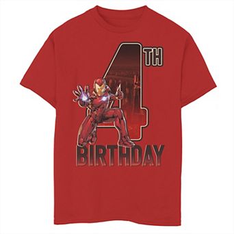 Boys 8-20 Marvel Iron Man 4th Birthday Action Pose Graphic Tee