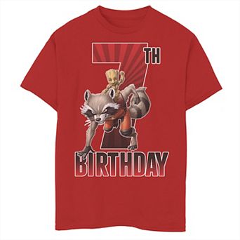 Boys 8-20 Marvel Rocket and Baby Groot 7th Birthday Graphic Tee