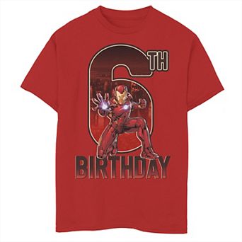 Boys 8-20 Marvel Iron Man 6th Birthday Action Pose Graphic Tee