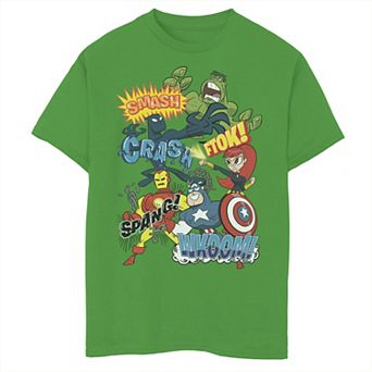 Boys 8-20 Marvel Avengers Retro Cartoon Animated Sound Effect Graphic Tee