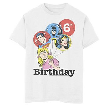 Boys 8-20 DC Comics Justice League 6th Birthday Balloons Graphic Tee