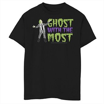 Boys 6-20 Beetlejuice Ghost With The Most Text Poster Graphic Tee