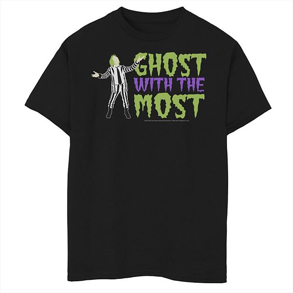 Boys 8-20 Beetlejuice Ghost With The Most Text Poster Graphic Tee