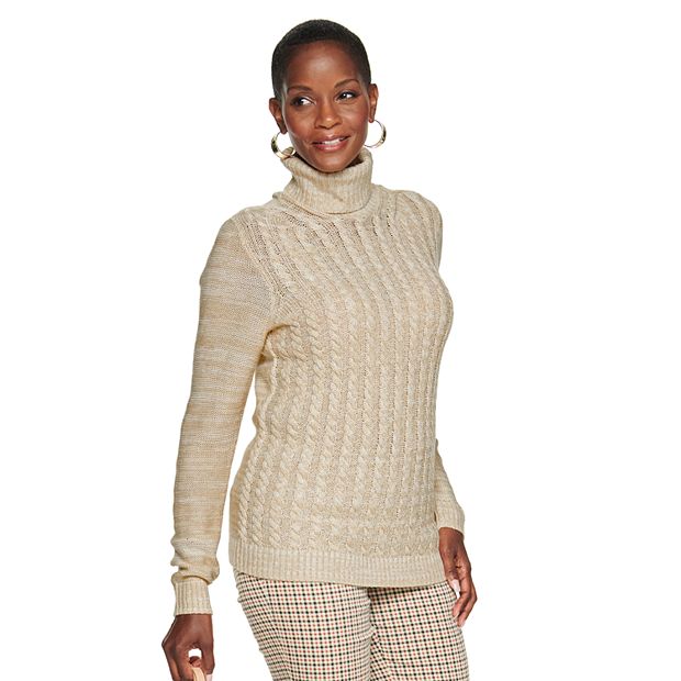 Women s Croft Barrow Extra Soft Cable Knit Turtleneck Sweater