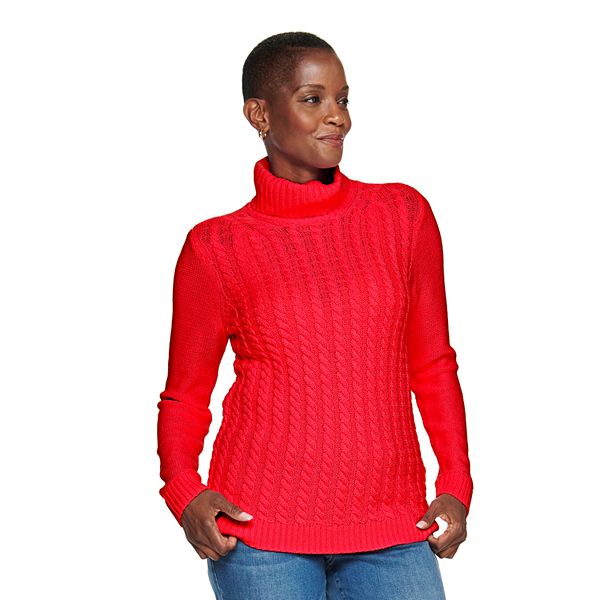 Women's Croft & Barrow® Extra Soft Cable-Knit Turtleneck Sweater
