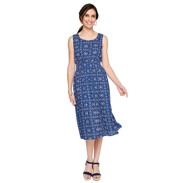 Women's Croft & Barrow® Smocked-Waist Midi Dress