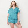 Plus Size LC Lauren Conrad Short Sleeve Pajama Shirt & Pajama Shorts Set