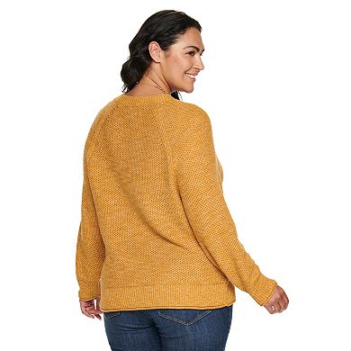 Plus Size Sonoma Goods For Life® Allover Stitch Pullover Sweater