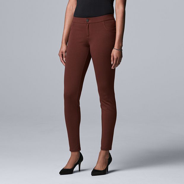 Simply Vera Vera Wang Skinny Pants Women's Sz XL Brown Plaid Zip
