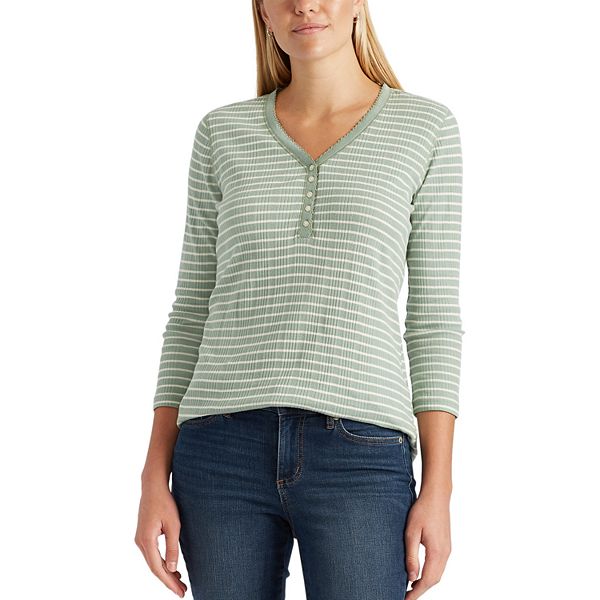 Women's Chaps 3/4 Sleeves Henley Top