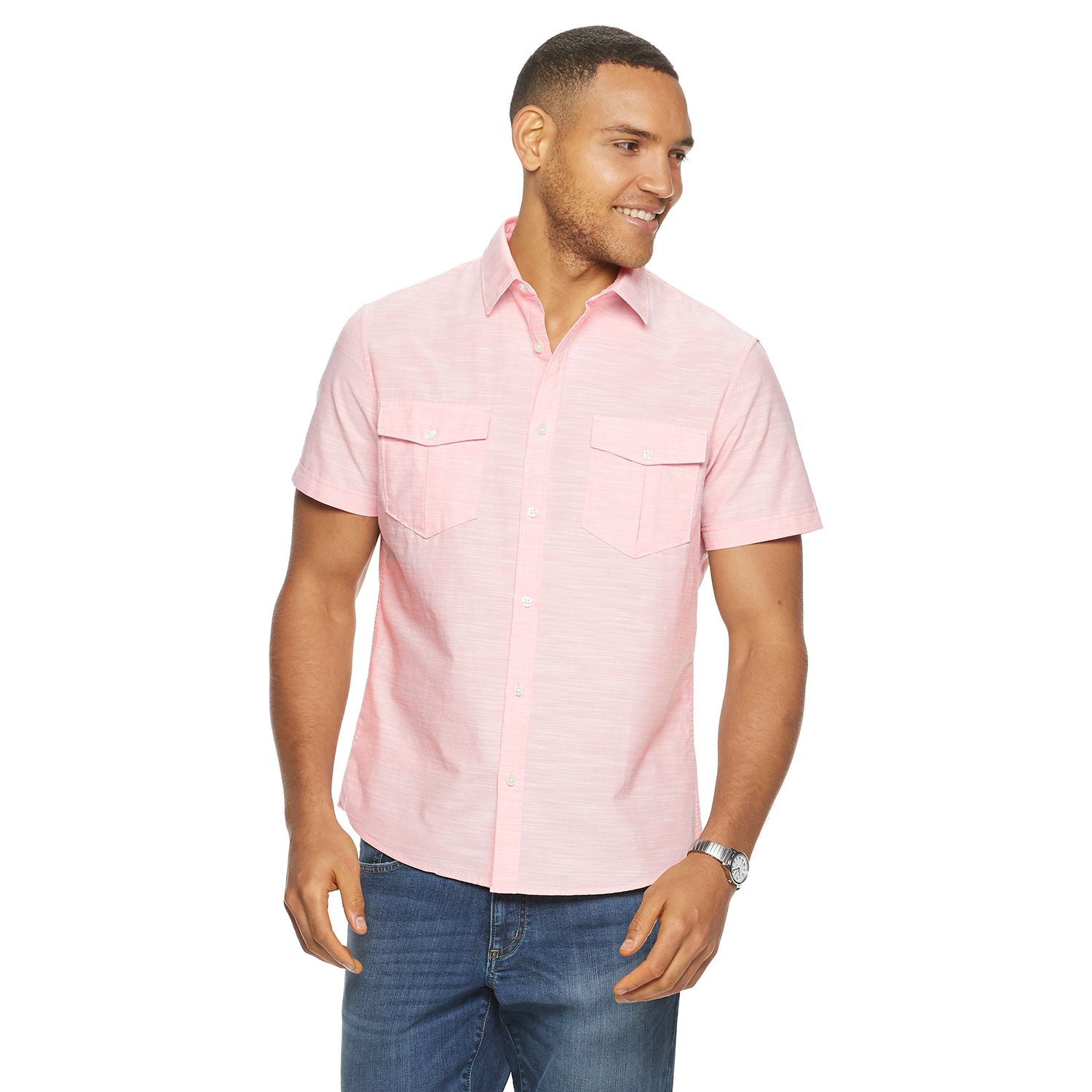 mens short sleeve button down untucked shirts